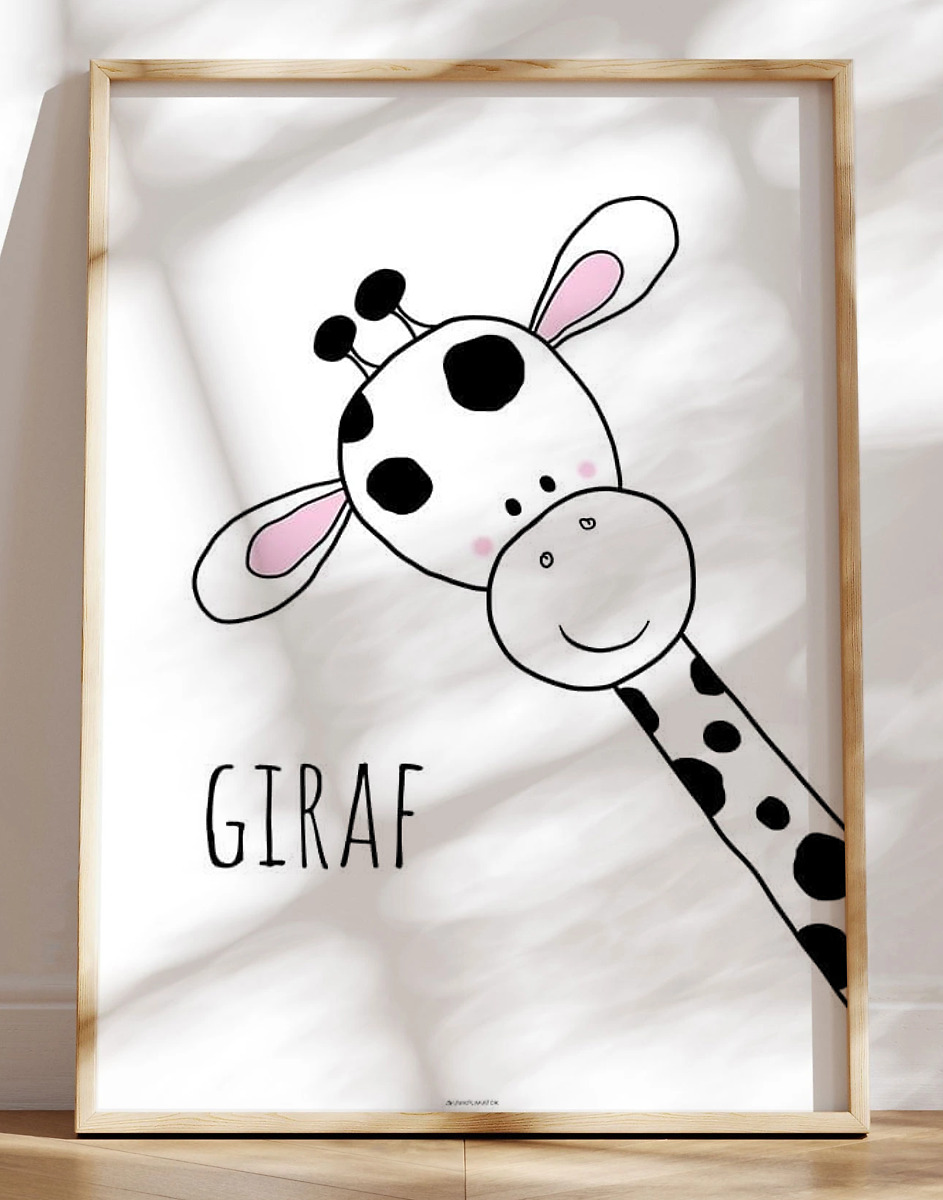 Enkel børneplakat med giraf