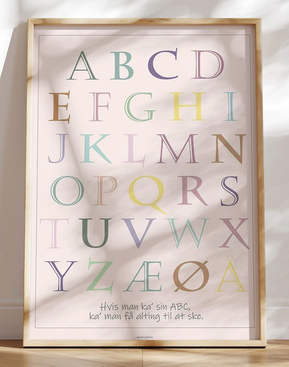 ABC plakat med facetterede bogstaver